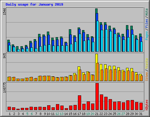 Daily usage for January 2019