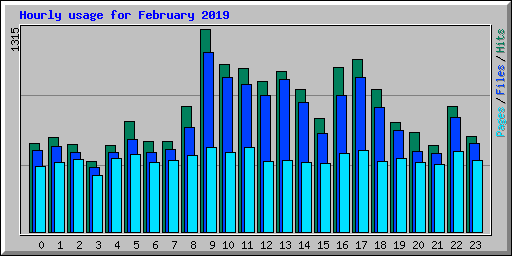 Hourly usage for February 2019